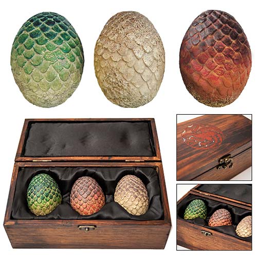 Game of Thrones Dragon Egg Prop Replica Set in Wooden Box